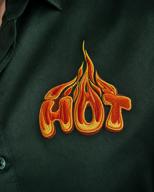 Bottle Green Hot Embroidery Shirt