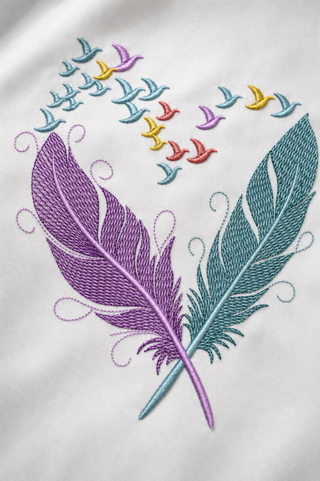 Feather Flight Embroidered White Shirt