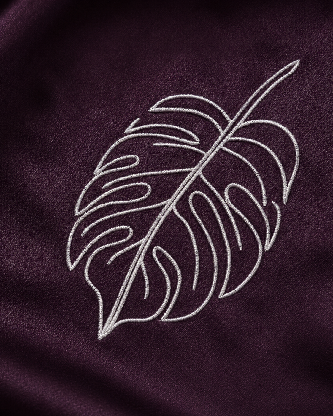 Dark Wine Monstera Embroidered Shirt
