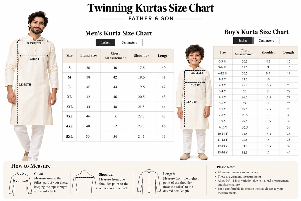 Father & son size guide