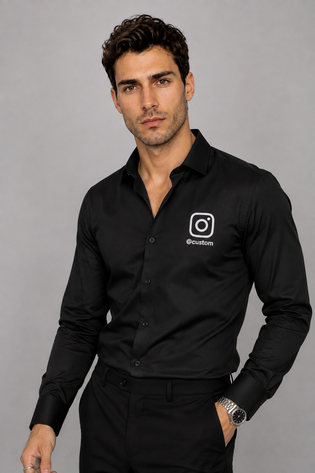 Custom Instagram Username Shirt – Black