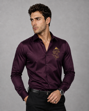 Ganesh embroidered wine shirt