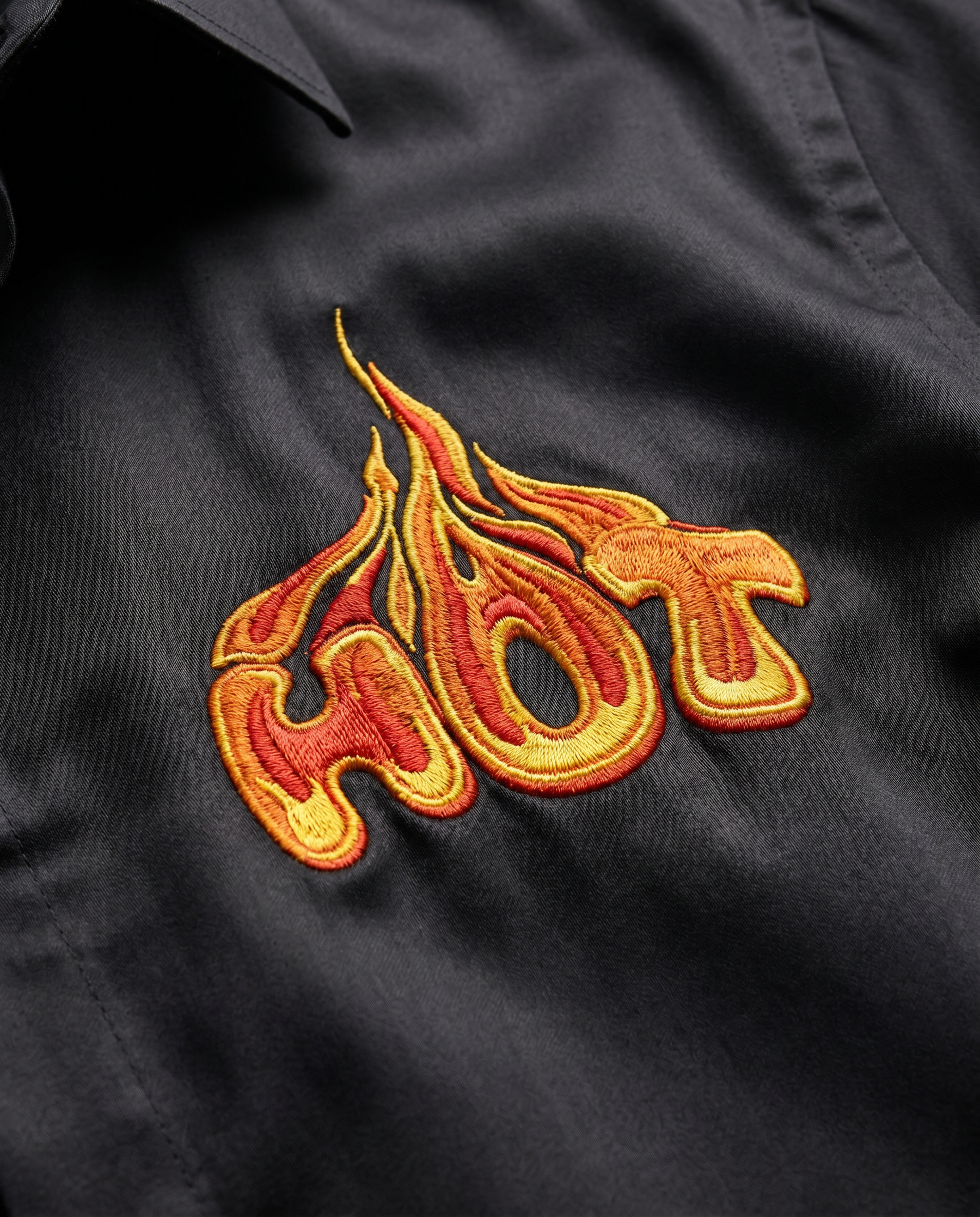 Black HOT Embroidered Shirt