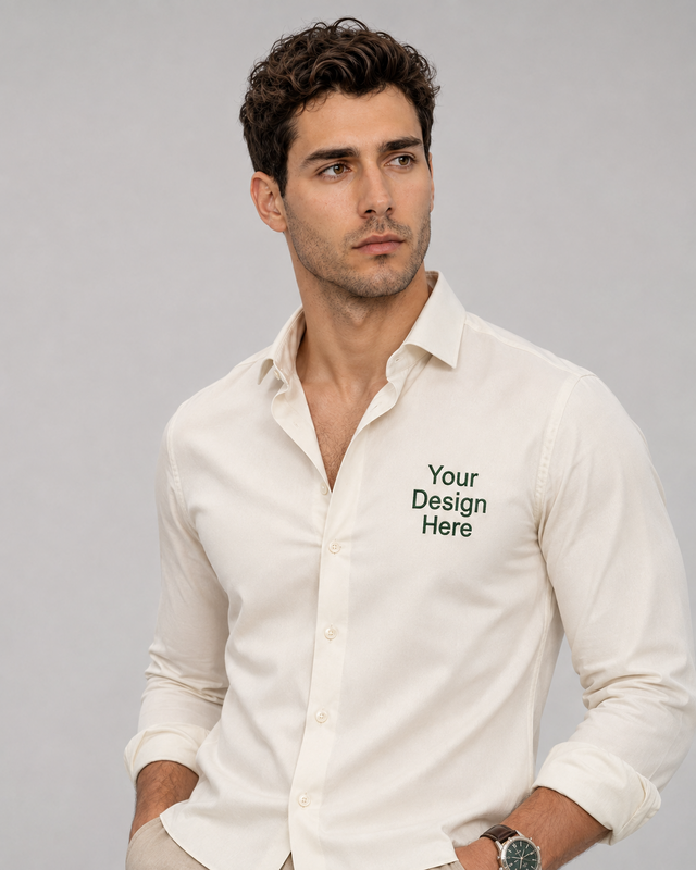 Renims cream customised embroidered shirt for men