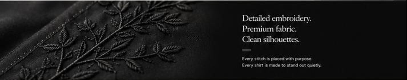 Black shirt embroidery detail